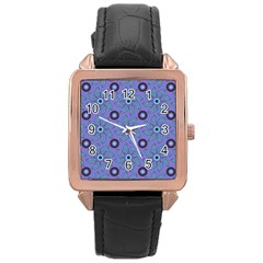 Floral-seamless-pattern Rose Gold Leather Watch  by uniart180623