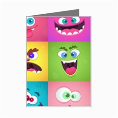 Monsters-emotions-scary-faces-masks-with-mouth-eyes-aliens-monsters-emoticon-set Mini Greeting Card by uniart180623