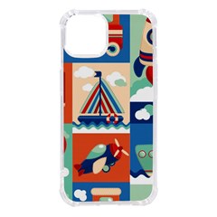 Toy-transport-cartoon-seamless-pattern-with-airplane-aerostat-sail-yacht-vector-illustration Iphone 14 Tpu Uv Print Case by uniart180623