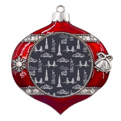 New York City Nyc Pattern Metal Snowflake And Bell Red Ornament by uniart180623