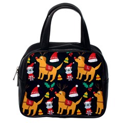 Funny Christmas Pattern Background Classic Handbag (one Side) by uniart180623