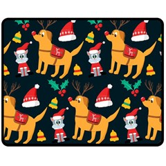 Funny Christmas Pattern Background Two Sides Fleece Blanket (medium) by uniart180623