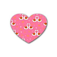 Swan-pattern-elegant-style Rubber Heart Coaster (4 Pack) by uniart180623
