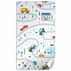 Cute-children-s-seamless-pattern-with-cars-road-park-houses-white-background-illustration-town Canvas 40  X 72  by uniart180623