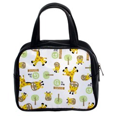 Vector-pattern-with-cute-giraffe-cartoon Classic Handbag (two Sides) by uniart180623