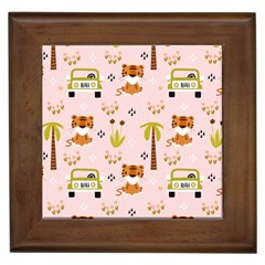 Cute-tiger-car-safari-seamless-pattern Framed Tile by uniart180623