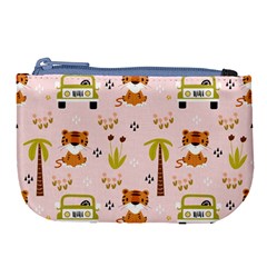 Cute-tiger-car-safari-seamless-pattern Large Coin Purse by uniart180623