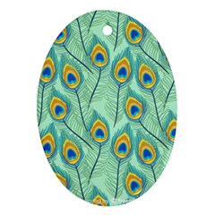 Lovely-peacock-feather-pattern-with-flat-design Oval Ornament (two Sides) by uniart180623