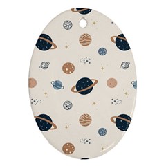 Space Planets Art Pattern Design Wallpaper Oval Ornament (two Sides) by uniart180623
