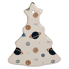 Space Planets Art Pattern Design Wallpaper Christmas Tree Ornament (two Sides) by uniart180623