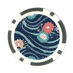 Waves Flowers Pattern Water Floral Minimalist Poker Chip Card Guard by uniart180623