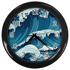 Waves Ocean Sea Pattern Water Tsunami Rough Seas Wall Clock (black) by uniart180623