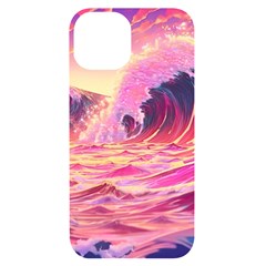 Waves Ocean Sea Tsunami Nautical Red Yellow Iphone 14 Black Uv Print Case by uniart180623