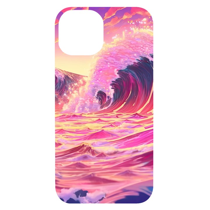 Waves Ocean Sea Tsunami Nautical Red Yellow iPhone 14 Black UV Print Case