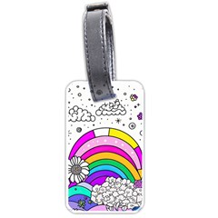 Rainbow Fun Cute Minimal Doodle Drawing Art Luggage Tag (one Side) by uniart180623