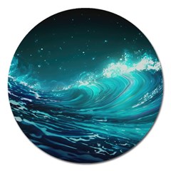 Tsunami Waves Ocean Sea Nautical Nature Water Magnet 5  (round) by uniart180623