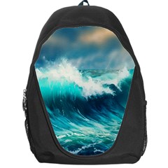 Waves Ocean Sea Tsunami Nautical Painting Backpack Bag by uniart180623