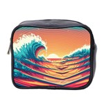 Waves Ocean Sea Tsunami Nautical Art Nature Mini Toiletries Bag (Two Sides) Front