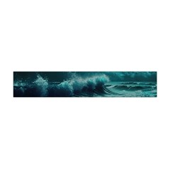 Waves Ocean Sea Tsunami Nautical Blue Sea Art Premium Plush Fleece Scarf (mini) by uniart180623