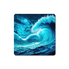 Ai Generated Waves Ocean Sea Tsunami Nautical Sea Square Magnet by uniart180623