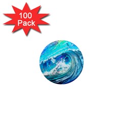 Tsunami Waves Ocean Sea Nautical Nature Water Painting 1  Mini Magnets (100 Pack)  by uniart180623