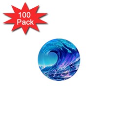 Tsunami Tidal Wave Ocean Waves Sea Nature Water Blue 1  Mini Magnets (100 Pack)  by uniart180623