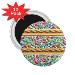 Flower Fabric Fabric Design Fabric Pattern Art 2 25  Magnets (10 Pack)  by uniart180623