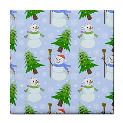 New Year Christmas Snowman Pattern, Tile Coaster by uniart180623