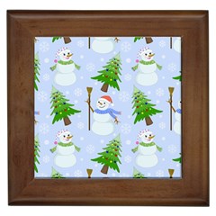 New Year Christmas Snowman Pattern, Framed Tile by uniart180623