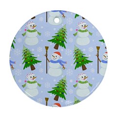 New Year Christmas Snowman Pattern, Round Ornament (two Sides) by uniart180623