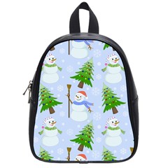 New Year Christmas Snowman Pattern, School Bag (small) by uniart180623