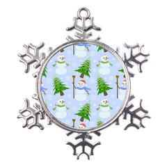 New Year Christmas Snowman Pattern, Metal Large Snowflake Ornament by uniart180623