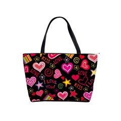 Multicolored Love Hearts Kiss Romantic Pattern Classic Shoulder Handbag by uniart180623