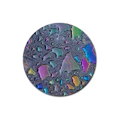 Glass Drops Rainbow Rubber Coaster (round) by uniart180623