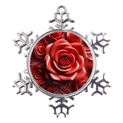 Roses Flowers Plant Metal Large Snowflake Ornament