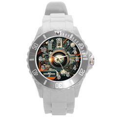 Technology Robot Internet Processor Round Plastic Sport Watch (l) by Ravend