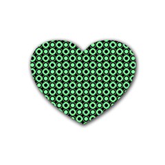 Mazipoodles Green Donuts Polka Dot Rubber Coaster (heart)