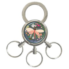 Bug Nature Flower Dragonfly 3-ring Key Chain