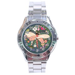 Bug Nature Flower Dragonfly Stainless Steel Analogue Watch by Ravend