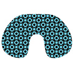 Mazipoodles Blue Donuts Polka Dot Travel Neck Pillow by Mazipoodles