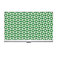 Mazipoodles Green White Donuts Polka Dot  Business Card Holder by Mazipoodles