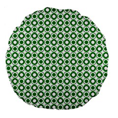 Mazipoodles Green White Donuts Polka Dot  Large 18  Premium Flano Round Cushions by Mazipoodles