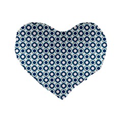 Mazipoodles Dusty Duck Egg Blue White Donuts Polka Dot Standard 16  Premium Flano Heart Shape Cushions by Mazipoodles