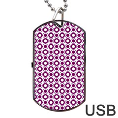 Mazipoodles Magenta White Donuts Polka Dot Dog Tag Usb Flash (two Sides) by Mazipoodles