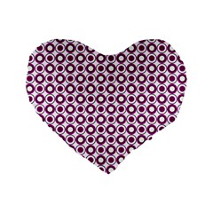 Mazipoodles Magenta White Donuts Polka Dot Standard 16  Premium Flano Heart Shape Cushions by Mazipoodles