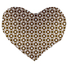 Mazipoodles Olive White Donuts Polka Dot Large 19  Premium Flano Heart Shape Cushions by Mazipoodles