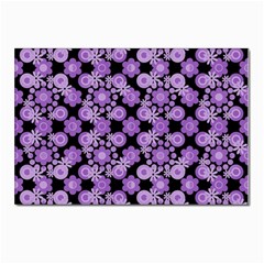 Bitesize Flowers Pearls And Donuts Lilac Black Postcards 5  X 7  (pkg Of 10) by Mazipoodles