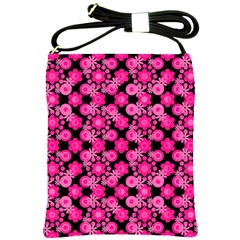 Bitesize Flowers Pearls And Donuts Fuchsia Black Shoulder Sling Bag