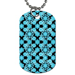 Bitesize Flowers Pearls And Donuts Blue Teal Black Dog Tag (two Sides)