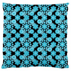 Bitesize Flowers Pearls And Donuts Blue Teal Black Large Cushion Case (two Sides)